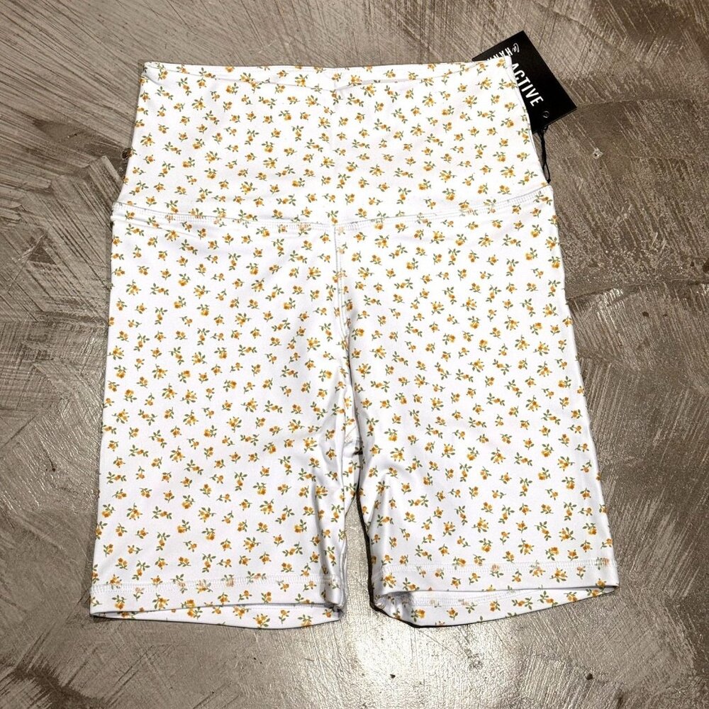 Lahana Active Womens Floral Print Mimi Biker Shorts SMALL Athleisure NWT